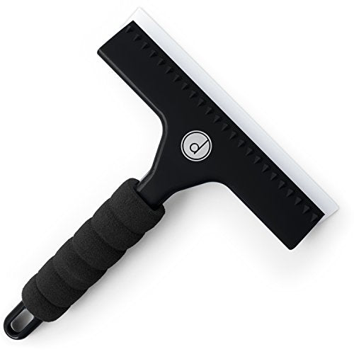 Squeegee for Shower Door, Car Windshield, and Glass Window - 2 Extra Silicone Replacement Blades - Foam Handle - Black - color: Black, size: Plastic