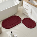 HOMEIDEAS Burgundy Red Bathroom Rugs Sets,2 Piece Soft Bathroom Mats and Absorbent Microfiber Machine Washable Bath Mats for Shower Room, Bathtub, Kitchen (20" x 32" + 16" x 24") - color: Burgundy Red