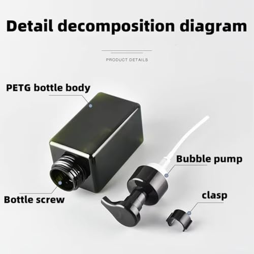 2Pcs Foaming Soap Dispenser, 450ml(16oz) Refillable Modern Square Pump Bottle for Shampoo, Body Wash, Liquid Soap, PETG Plastic Empty Soap Dispenser for Kitchen, Bathroom, Hospital (Green) - color: Green