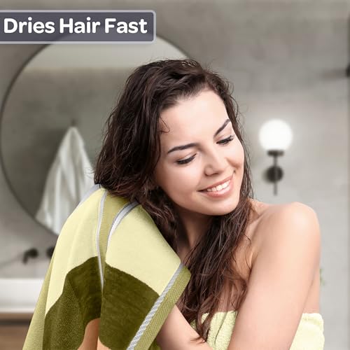 2-Piece Towel Set - 35x70in Extra Large Bath Towels - 500 GSM 100% Cotton Bath Towels - Absorbent Sheets for Shower, Gym, Spa, and Dorm Room by Lavish Home (Green) - color: Green