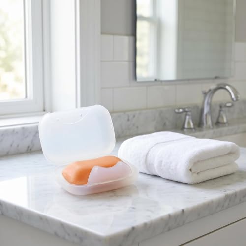 Soap Holder Container, Portable Bar Soap Saver Scrubber Case for Bathroom and Kitchen (Transparent) - color: Transparent