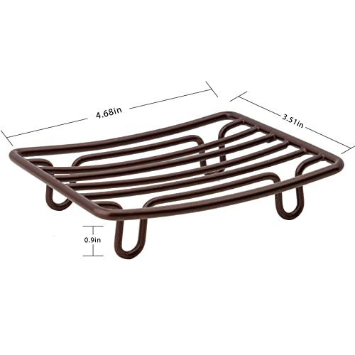 Bar Soap Dish Holder for Shower Bathroom Stainless Steel Rust Proof Self Draining, Bronze-2 Pack - color: Bronze-rectangular 2p