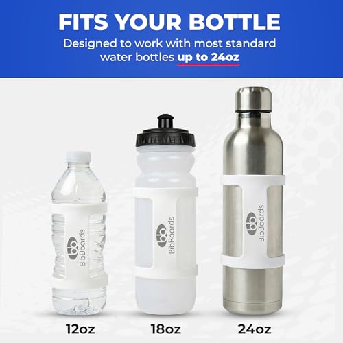 BibBoards Hydro Loop Silicone Water Bottle Band – Hands-Free Carry Strap for Running, Gym & Training | Flexible Water Bottle Holder & Grip Band Fits Most Bottles for Travel & Outdoor Activities - color: White