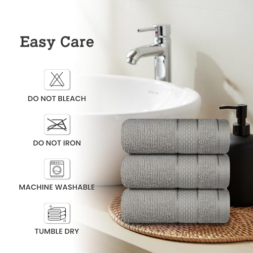 Casa Lino Face Towels & Body Wash Cloths for Showering - 100% Cotton Wash Cloths for Bathroom - Highly Absorbent & Quick Drying Washcloth Set - Cotton Washcloths 24 Pack (12" x 12") - (Silver Grey) - color: Silver