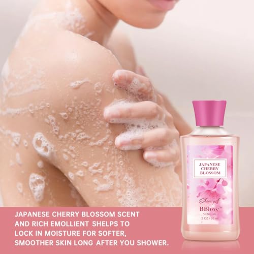 Beautifier Life Bath and Body Gift Set for Women and Girls,Japanese Cherry Blossom,4PCS Set for-Shower Gel,Body Lotion,Body Mist,Exfoliating Scrub,Body Care Travel Set for Birthday Mother's Day Gifts