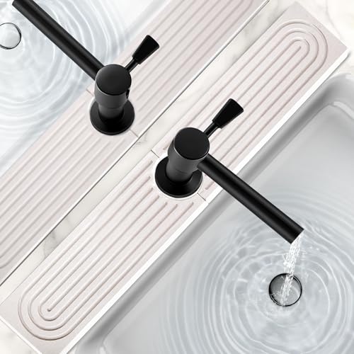 16 Inch Stone Faucet Mat for Kitchen Sink,Quick Dry Stone Mat Kitchen-Sink Water Splash Guard,Diatomite Protector with Super Absorbent&Leak Proof Circular for Kitchen Bathroom Counter(White） - color: White, size: 16" x 16"