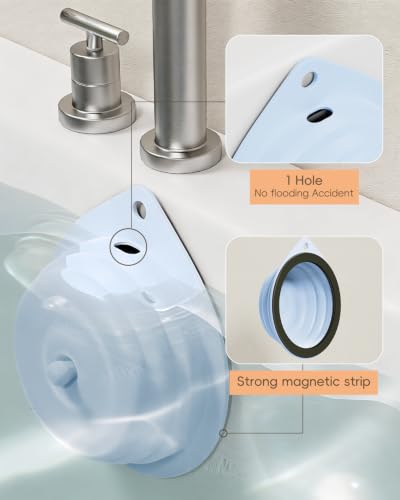 Bathtub Overflow Drain Cover Tub, Silicone Magnetic Bathroom Overflow Drain Cover, Overflow Drain Cover for Bathtub, Bathroom Spa Accessories, Adds of Water to Your Tub for Deeper&Warmer Soak(Blue) - color: Blue