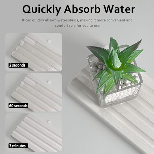 Diatomite Soap Dish, Water Absorbing Stone Tray, Kitchen Sink Organizer, Fast Drying Counter Holder (White, 9.5" x 4.7"/24 x 12cm) - color: White, size: 9.5" x 4.7" (24 x 12cm)