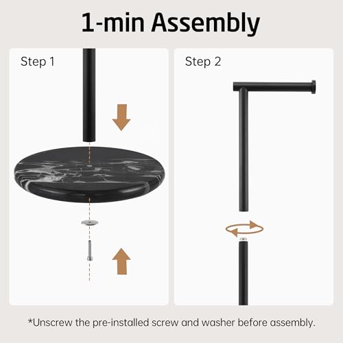 KES Natural Marble Toilet Paper Holder Stand Bathroom Free Standing Toilet Paper Holder 18/8 Stainless Steel, Matte Black, BPH284S1-BBK - color: Blcak Marble & Black Bar, size: 20.6"H