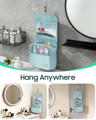 FINPAC Toiletry Bag, Large Capacity Hanging Makeup Bag with Waterproof PVC Compartment, Travel Cosmetic Organizer for Women, Makeup Lovers, Cruise, Gym, and Family Trips, Blue - color: Blue