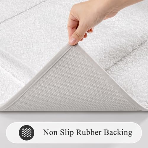 SHACOS White Bathroom Rugs Sets 3 Piece Small Bath Mat U Shaped Toilet Rug | 20x32+ 16x24+ 20x24, Soft Fluffy Microfiber Bath Rugs Set, Non Slip Washable Absorbent Bathroom Floor Mats Carpet Shower Rug - color: White, size: 16"x24"+ 20"x32"+U Shape 20"x24