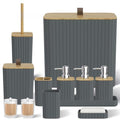 Bathroom Accessory Set - Grey Bathroom Set, 12PC Bathroom Accessories Set, Grey Bathroom Accessories Set, Mini Trash Can, Toilet Brush, Trash Can & Soap Dispenser - size: Bathroom Set, style: Grey
