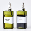 Olive Oil Dispenser Bottle for Kitchen, 16.9oz /500ml Cooking Vinegar Dispenser Bottle Set, Glass Sauce Container, Labels, Brush, Funnel, Stoppers, Green for Oil, Wine - color: Silver