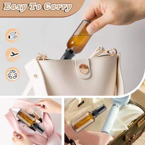 12 Pcs Amber Glass Pump Bottle Refillable Lotion Foundation Container Cosmetic Dispenser with Press Pump for Essence Lotion Travel - 30ml/1oz - size: 30 ml