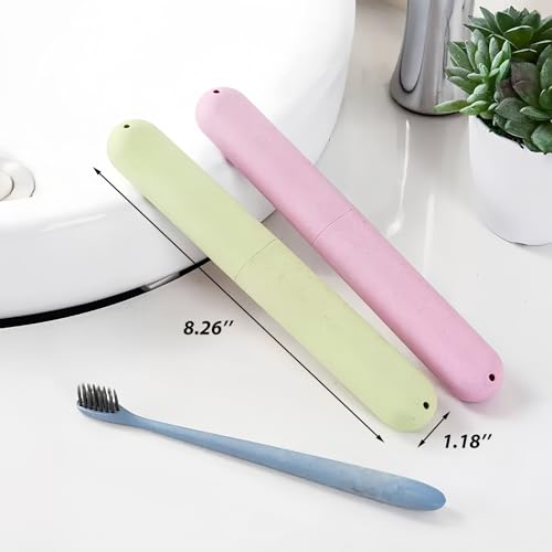 8 Pack Travel Toothbrush Case, Portable Toothbrush Travel Case with Ventilation Hole for Business Trip, Camping, Home(Blue,Pink,Green,Beige) - color: jg-Blue,Pink,Green,Beige