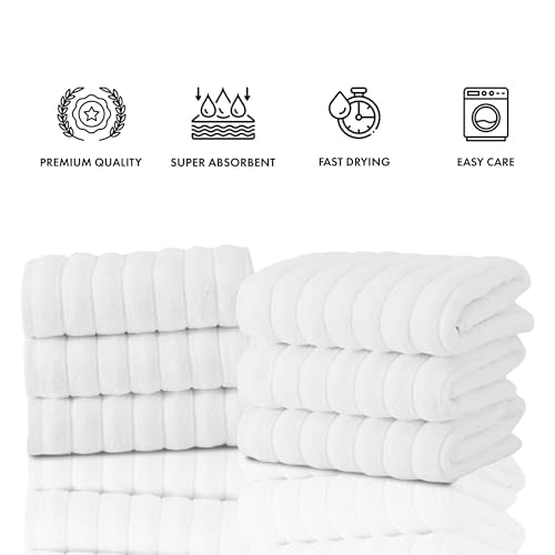 Classic Turkish Towels CTT Premium 6 Piece Hand Towels Set, 100% Turkish Cotton, Quick Dry & Comfy Towels for Hotel & Spa, Highly Absorbent | 20"x32" (White) - color: White, size: 6-Piece Hand Towel Set