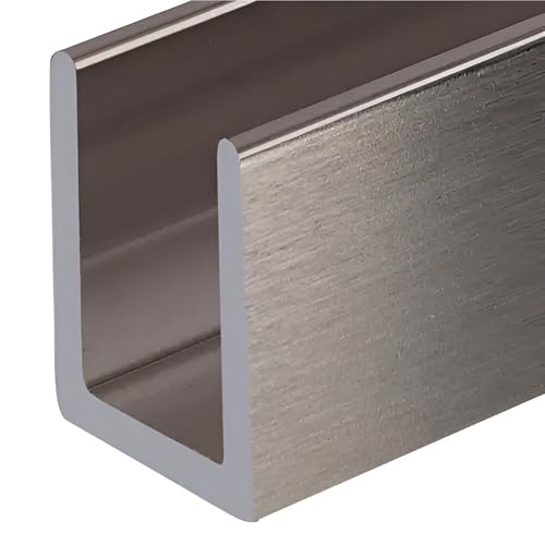 Brixwell SDCD38BN Brushed Nickel 3/8" Fixed Panel Shower Door Deep U-Channel - 95" Length - color: Brushed Nickel, size: 95"