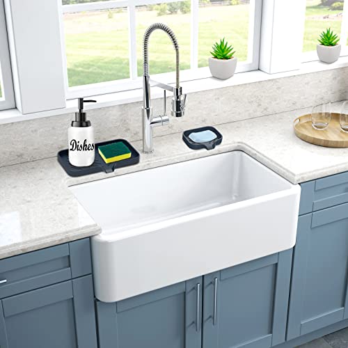 Kitchen Soap Tray,Kitchen Sink Tray Sponge Tray Kitchen Sponge Holder Self Draining Premium Silicone Soap Holder for Bathroom Kitchen Counter Sink Caddy Organizer for Dish Soap Bottle,Soap Dispenser - color: Trbk