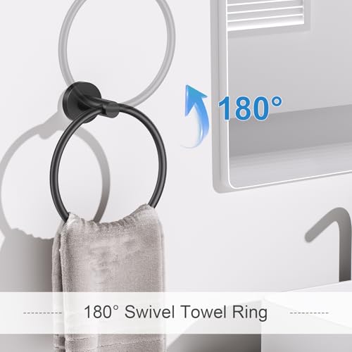Matte Black Bathroom Hardware Set, 5 Pieces Black Towel Bar Bathroom Accessories Set, Upgraded Toilet Paper Holder with Shelf, 23.6 Inch Towel Rack Towel Holder for Bathroom Wall - color: Matte Black, size: 5 Pieces B