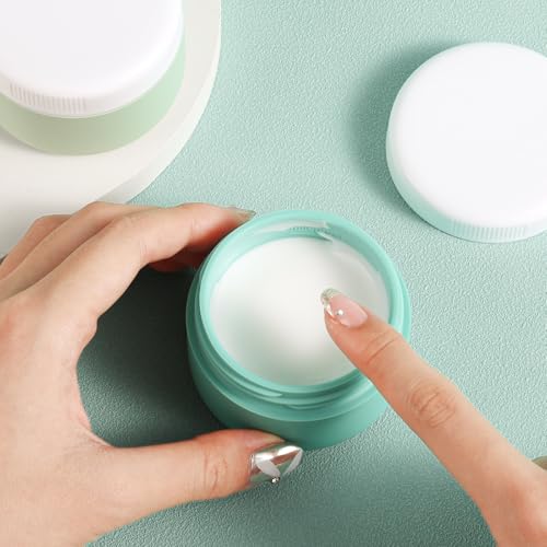 kuangre Travel Containers for Toiletries, Silicone Cream Jars BPA-Free, Leak-proof 3oz Travel Size Containers, Portable Size Silicone Jars with Lid for Cosmetic Face Hand Body Cream (4 Pack) - color: Mint, size: 3 Ounces