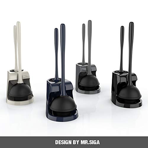 MR.SIGA Toilet Plunger and Bowl Brush Combo for Bathroom Cleaning, Black, 1 Set - color: Black