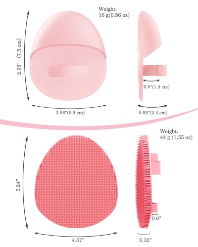 Manmihealth Silicone Back Scrubber (Thick Bristles) & Bath Glove & Face Brush Set (3PCS), Super-Exfoliating & Lathering Body Scrubber, Shower Brush, Face Scrubber Combination, with a Free Hook (Pink) - color: Pink, size: Thick Bristles Set