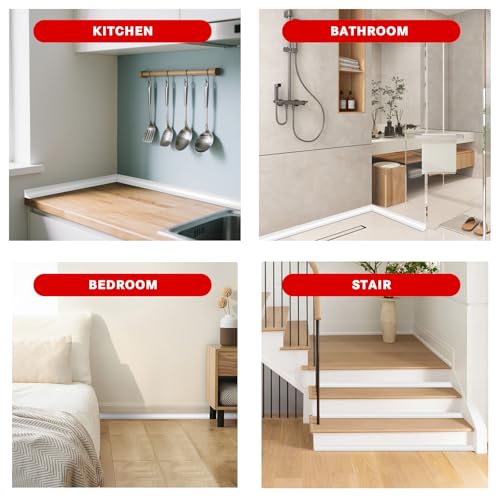 Friendship Shower Threshold Water Dam Barrier 236" Self Adhesive Water Splash Guard Edge Corners Bathroom Sink Blocker for Bathroom and Kitchen Bathtub Edge Seal Door Water Stopper Strip