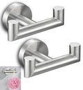 Set of 2 Double Brushed Nickel Towel Holder for Bathrooms - Stainless Steel Cup Hooks for Shower - Towel Holder Shower Hooks for Inside - Stylish Bath Hook