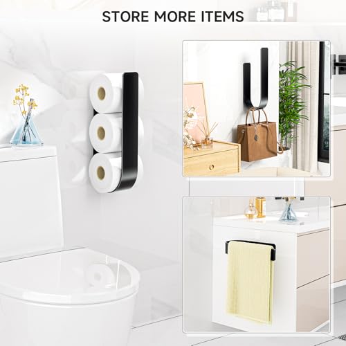 Toilet Paper Storage Wall Mount, Toilet Paper Holder Stand for 3 Rolls Tissue, Metal Extra Toilet Paper Storage Holder, Tissue Roll Holder for Rv, Bathroom,Black (1pack)