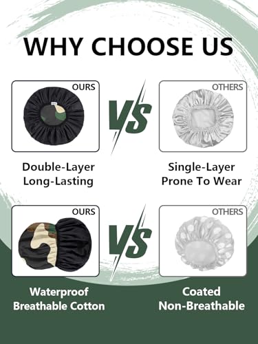Years calm Shower Cap for Men, Waterproof Reusable Hair Cap with Dual-Layer Design, Reversible Double-Sided Use, Stretchable Elastic Band, Comfortable Fit for Shower, Gym, Hair Care & Travel - color: Green and black