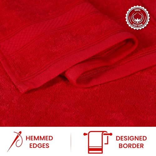 Casa Lino Face Towels & Body Wash Cloths for Showering - 100% Cotton Wash Cloths for Bathroom - Highly Absorbent & Quick Drying Washcloth Set - Cotton Washcloths 24 Pack (12" x 12") - (Red) - color: Red