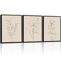 CHTEXA Minimalist Botanical Wall Art Set Of 3 Framed Canvas Prints Neutral Beige Plant Line Art Decor For Living Room Bedroom Bathroom Office 12x16 Inch - size: 12x16 inch