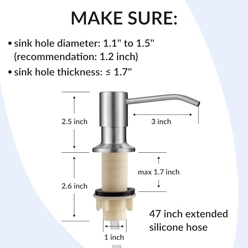 Soap Dispenser for Kitchen Sink(Brushed Nickel),Stainless Steel Countertop Dish Soap Dispenser Pump with 47 '' Extension Tube kit - color: Brushed Nickel