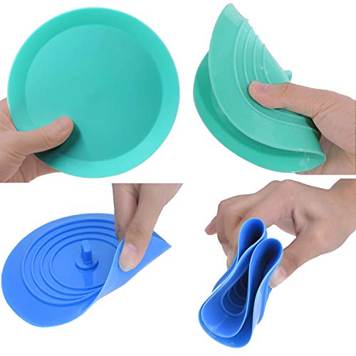 V-TOP Tub Stopper 2 Pack, 6 inches Large Silicone Drain Plug Hair Stopper Flat Suction Cover, Bathtub Accessories for Kitchen Bathroom and Laundry - color: 6" Green&blue