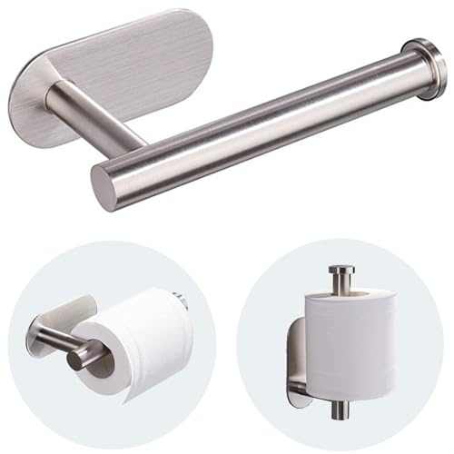 JOPOFI Toilet Paper Holder - Adhesive Toilet Paper Holder - Brushed Nickel | Toilet Paper Holder Wall Mount for Bathroom,Stainless Steel Command Strip Toilet Paper Roll Holder Stick On Wall,No Drilling - color: Brushed Nickel, size: 1pcs