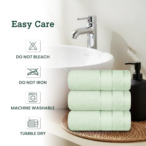 Casa Lino Face Towels & Body Wash Cloths for Showering - 100% Cotton Wash Cloths for Bathroom - Highly Absorbent & Quick Drying Washcloth Set - Cotton Towel 24 Pack - 12" x 12", Sage Green - color: Light Sage