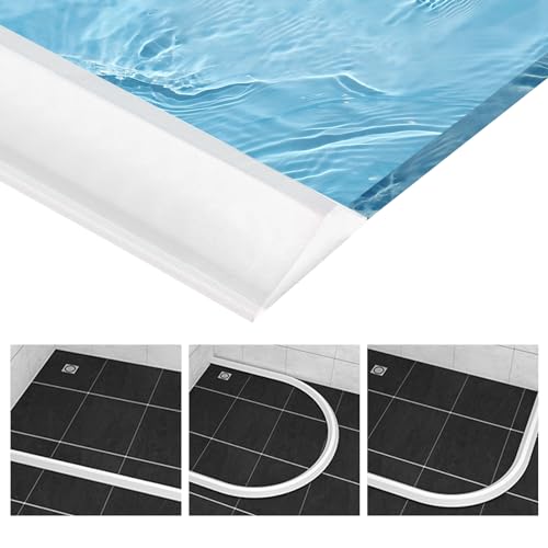 39 Inch Collapsible Shower Water Dam, Self Adhesive Shower Threshold Water Stopper Barrier Strip Dry and Wet Separation Retention System for Bathroom, Kitchen, Sink (Transparent) - color: Transparent