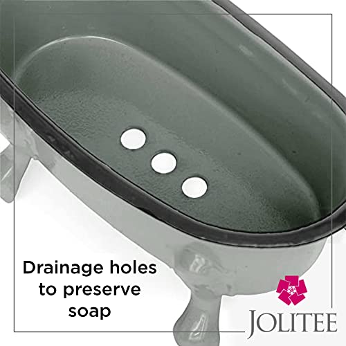 Rustic Enamel 1 Piece 5.5" Metal Clawfoot Mini Bathtub Soap Dish Mini Bath Tub Decoration Clawfoot Tub Soap Caddy Grey - color: Grey