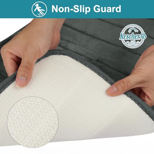 Bathroom Rugs Set 2 Piece Thicker Memory Foam Bath Mat Set Non Slip Quick Dry Machine Washable Dark Grey Bath Rugs for Bathroom Floor, Tub and Shower, 19"x31"+15"x23" - color: Dark Grey, size: 31" X 19" + 23" X 15"