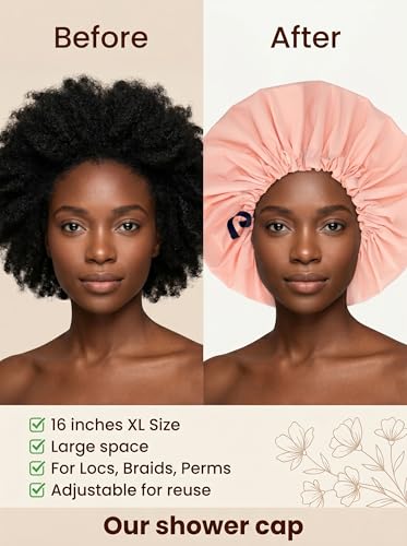 Aquior Shower Cap,Extra Adjustable Shower Caps for Women Double-Layer Waterproof Reusable Hair Cap, Large Hair Cap for All Hair,for Girls Spa Bath,Soft Large for Women Long Hair(Champagne) - color: champagne