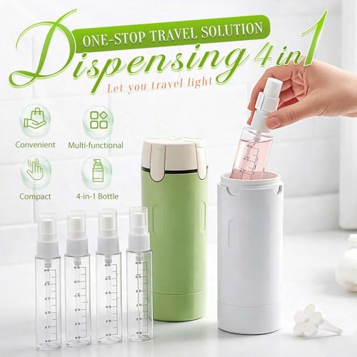 4 in 1 travel Dispenser Bottle for Toiletries, 4 Pack 30ML/60ML Portable Travel Size Toiletries with Scale and Label, Portable Containers for Shampoo Lotion Conditioner Cream (GREEN*2, 30ML) - color: GREEN*2, size: 1 Ounces