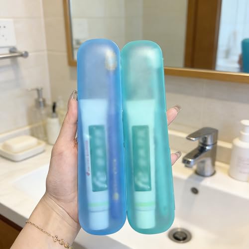 2 Pack Toothbrush Travel Case, Breathable Toothbrush Travel Holders, Tongue Scraper Case, Compact Portable Toothbrush Holder for Travel, Vacation, Camping, Gym, Business Trips, Office, Cruise - color: Light color
