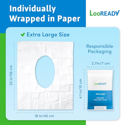 Toilet Seat Covers Disposable Flushable - Extra Large (18 x 22”) - Super Thick, Individually Wrapped Toilet Seat Cover for Travel & Public Bathroom - Premium Quality, Convenient and Hygienic (30 Pack) - size: 30 pack