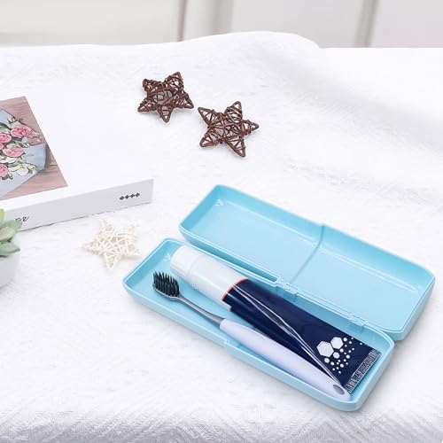 Toothbrush Travel Case, 2-in-1 Large Capacity Toothbrush Holder and Rinse Cup with Cover for Traveling, Camping, Gym, and Trips (Blue) - color: Blue