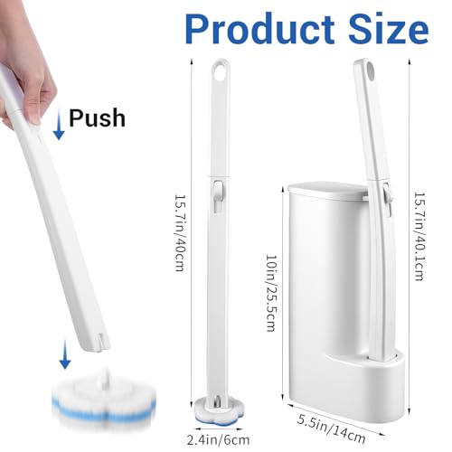 Disposable Toilet Brush Cleaning System with 50pcs Refills Pads Replacement Heads Wall Mounted Toilet Wand Kit Bathroom Maintenance Set