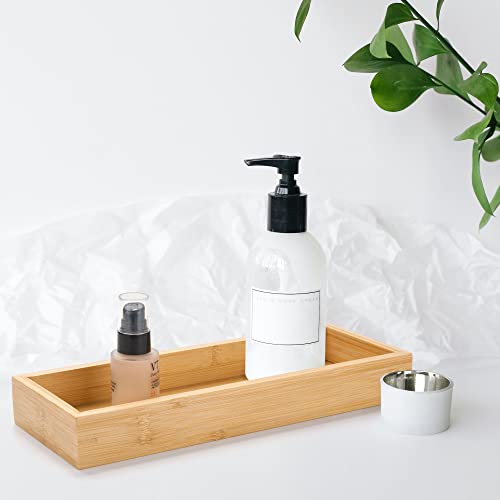 Bamboo Bathroom Tray, Bathroom Vanity Tray, Bathroom Trays for Counter, Toilet Tank Tray, Toilet Basket for Organizing (11.8 x 4.5 x 1.6 inch) - size: 11.8" x 4.5" x 1.6"