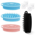 Soft Silicone Body Scrubber 4PCS, 2-in-1 Bath & Shampoo Brush with Dual-Side Usage, Hygienic Silicone Loofah Shower Scrubber for Gentle Exfoliating & Good Lathering(Black/Pink/Blue*2) - color: 4 Color-b