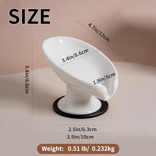 Agyiuns Soap Dish, Soap Holder Self Draining Leaf Shape Soap Dishes，White Ceramic Draining Soap Tray for Shower, Bathroom Sink, Kitchen (Small Size-White, 1) - color: Small Size-white