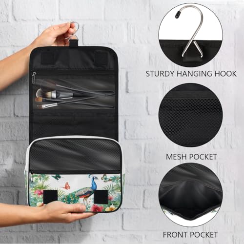 Travel Hanging Toiletry Bag for Women Girl Kinds Of Peacock Butterfly Flower Cosmetic Bag Waterproof Makeup Organizer for Accessories, Shampoo, Full Sized Container, Toiletries for Bathroom Shower - color: E 09