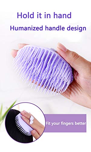 Aroveea Hair Scalp Brush Dandruff Cleaning Brush Shower Scalp Shampoo Brush Scalp Massager Pack of 4 (Orange and Violet) - color: Orange and Purple
